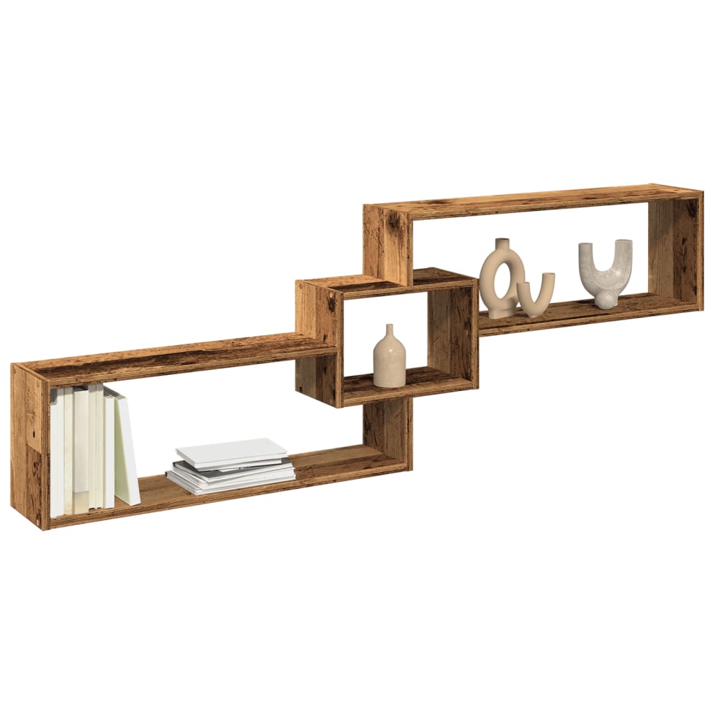Wandkast 158x18x53 cm bewerkt hout oud houtkleurig is nu te koop bij PeponiXL, paradijselijk wonen!