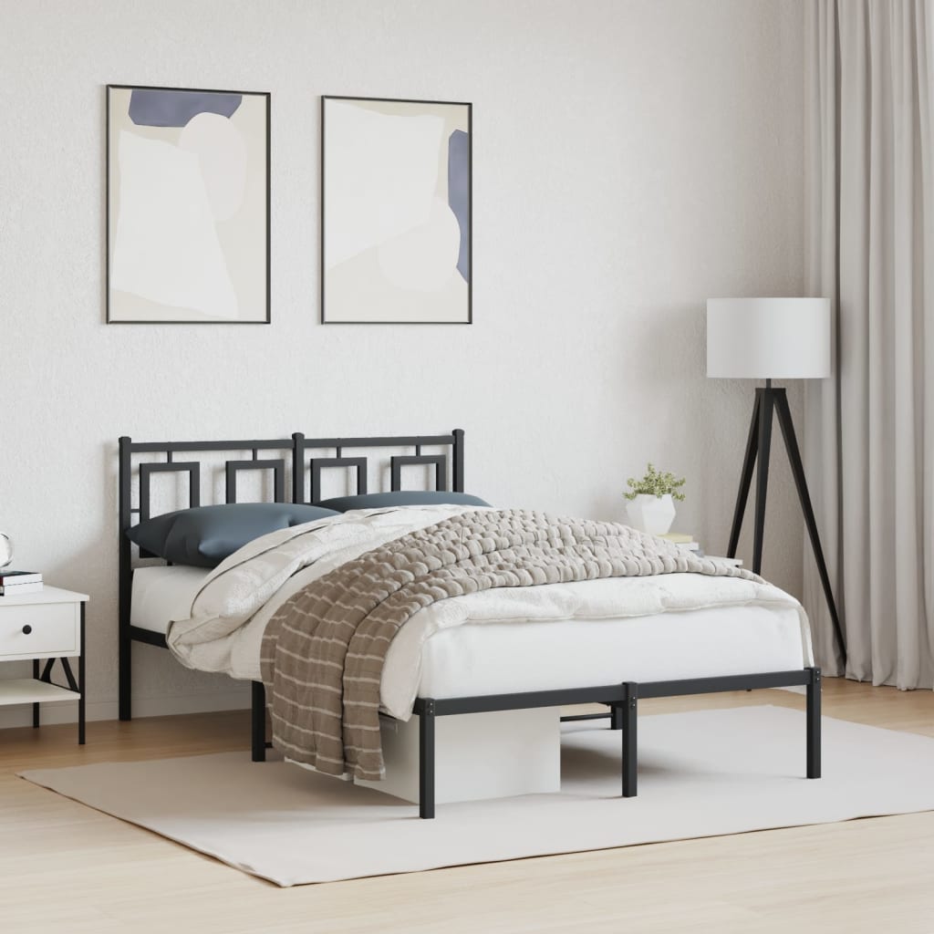 Bedframe met hoofdbord metaal zwart 120x190 cm is nu te koop bij PeponiXL, paradijselijk wonen!