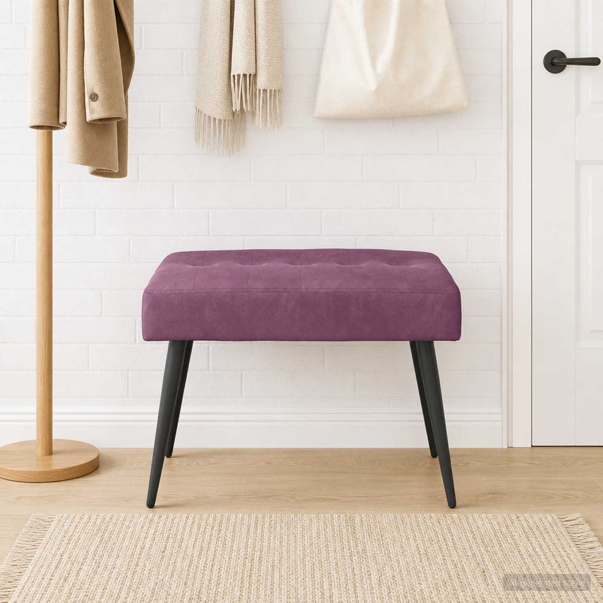 Bank met knoopverstelling Paars 60 x 40 x 45 cm fluweel is nu te koop bij PeponiXL, paradijselijk wonen!