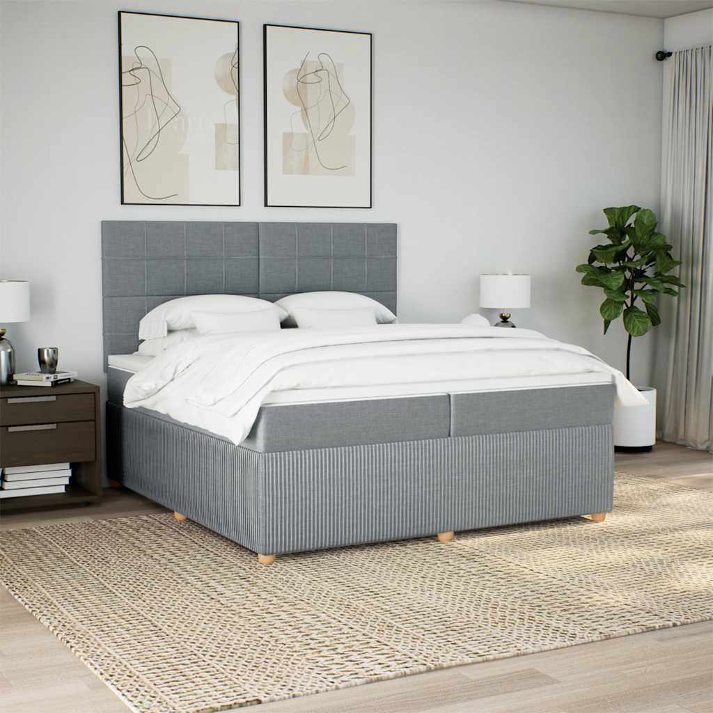 Boxspring met matras stof lichtgrijs 200x200 cm is nu te koop bij PeponiXL, paradijselijk wonen!