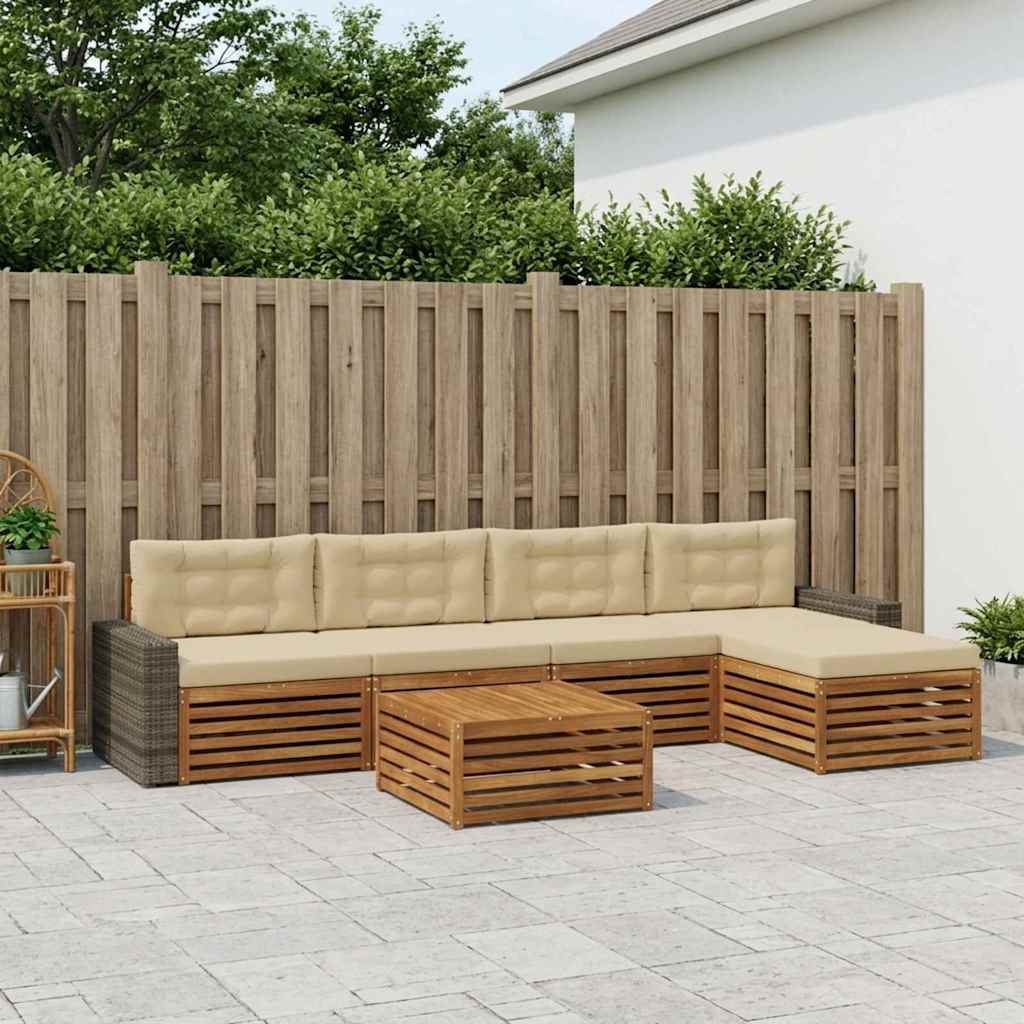 Buiten bankenset 6 pcs Natuurlijk en Beige 79 x 79 x 37 cm is nu te koop bij PeponiXL, paradijselijk wonen!