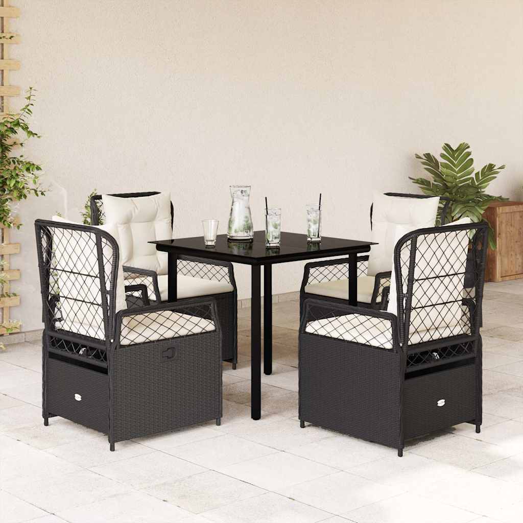 5-delige Tuinset met kussens poly rattan zwart is nu te koop bij PeponiXL, paradijselijk wonen!