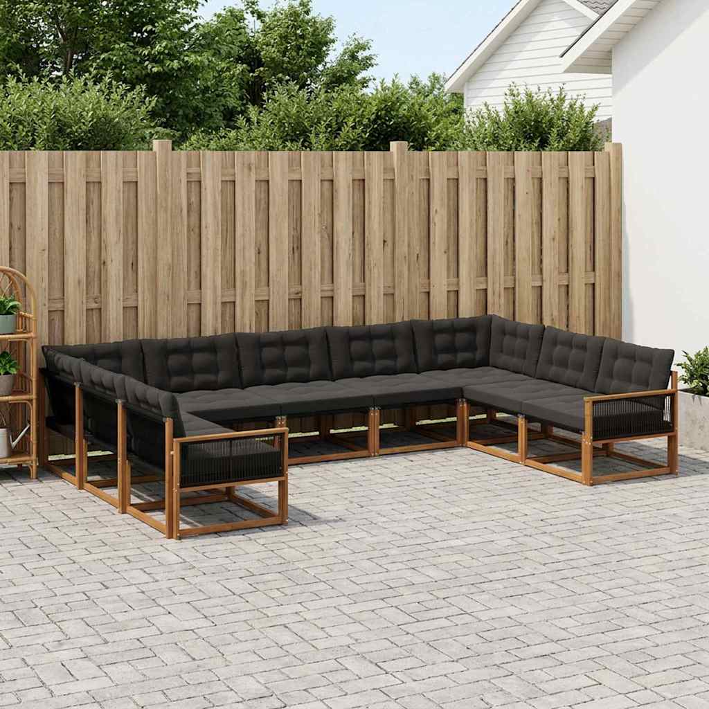 Buiten bankenset met kussen 9 pcs Naturel en Zwart is nu te koop bij PeponiXL, paradijselijk wonen!