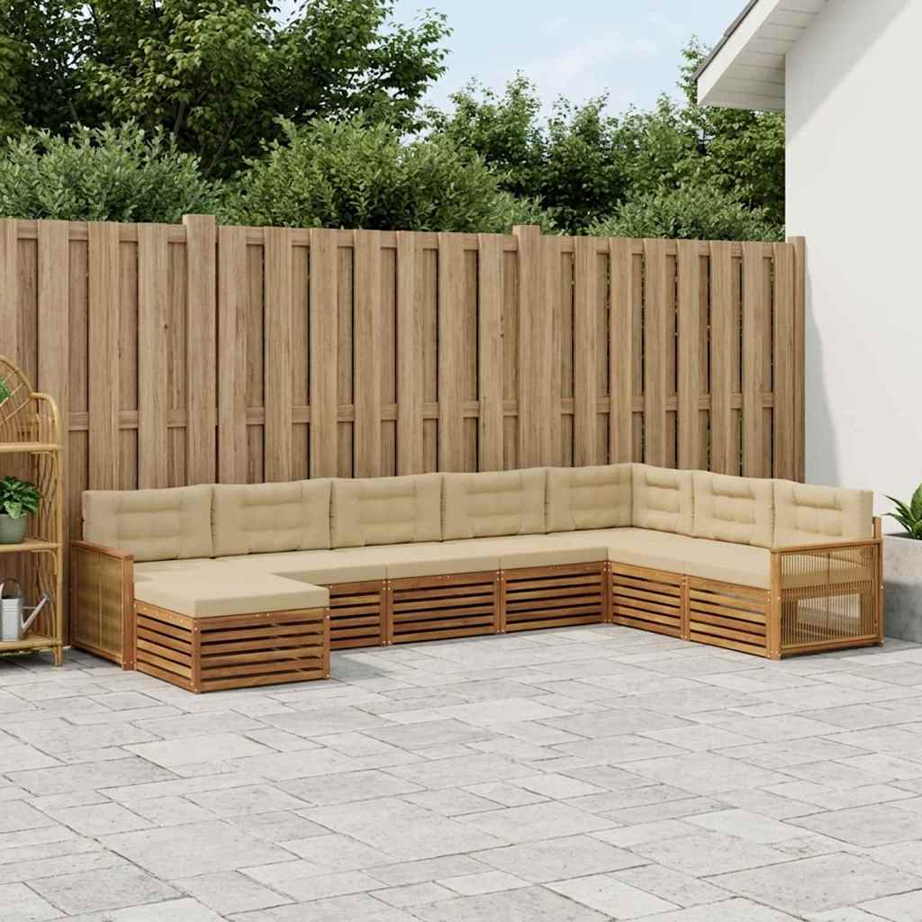 Buiten bankenset met kussen 8 pcs Natuurlijk en Beige is nu te koop bij PeponiXL, paradijselijk wonen!