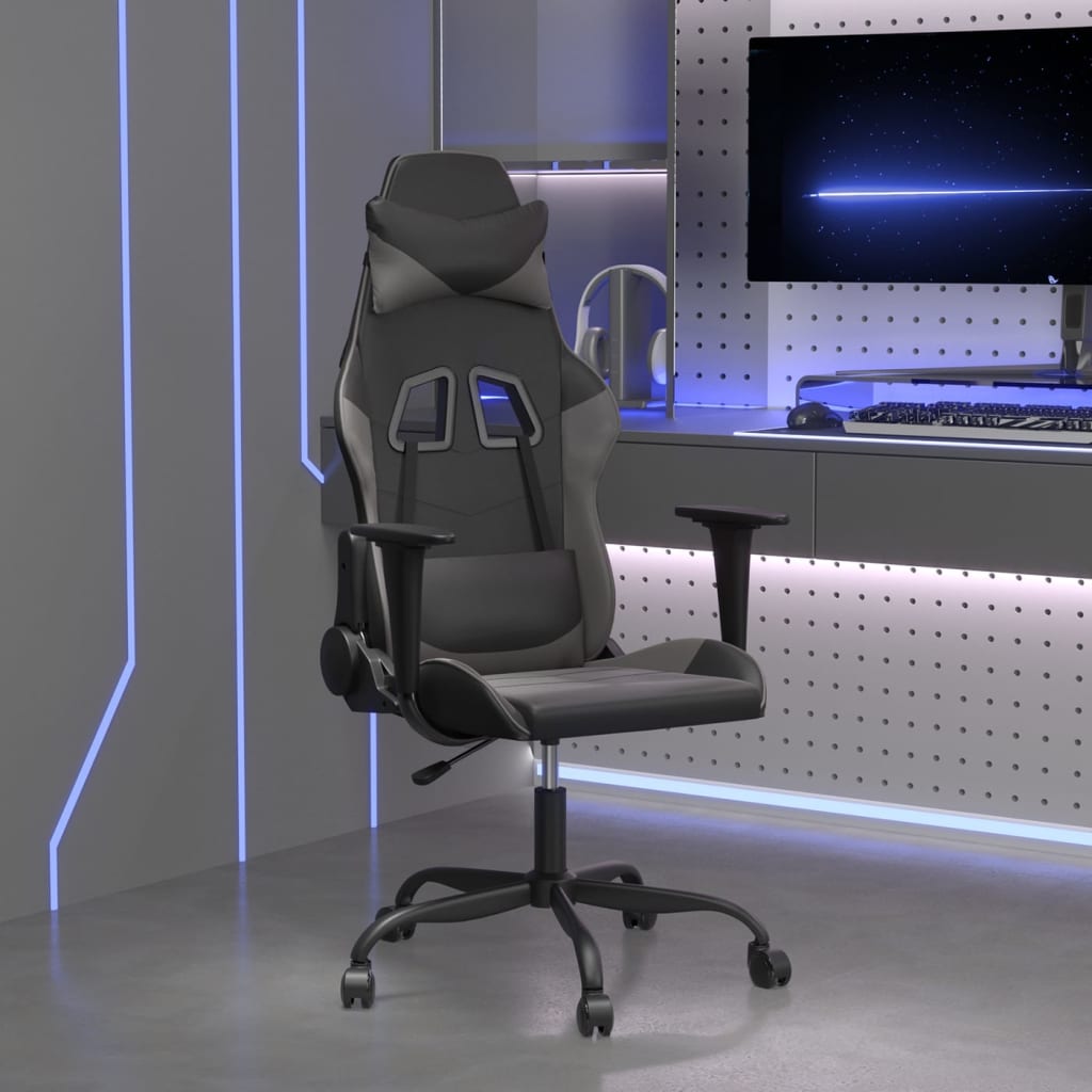 Gamestoel kunstleer zwart en grijs is nu te koop bij PeponiXL, paradijselijk wonen!