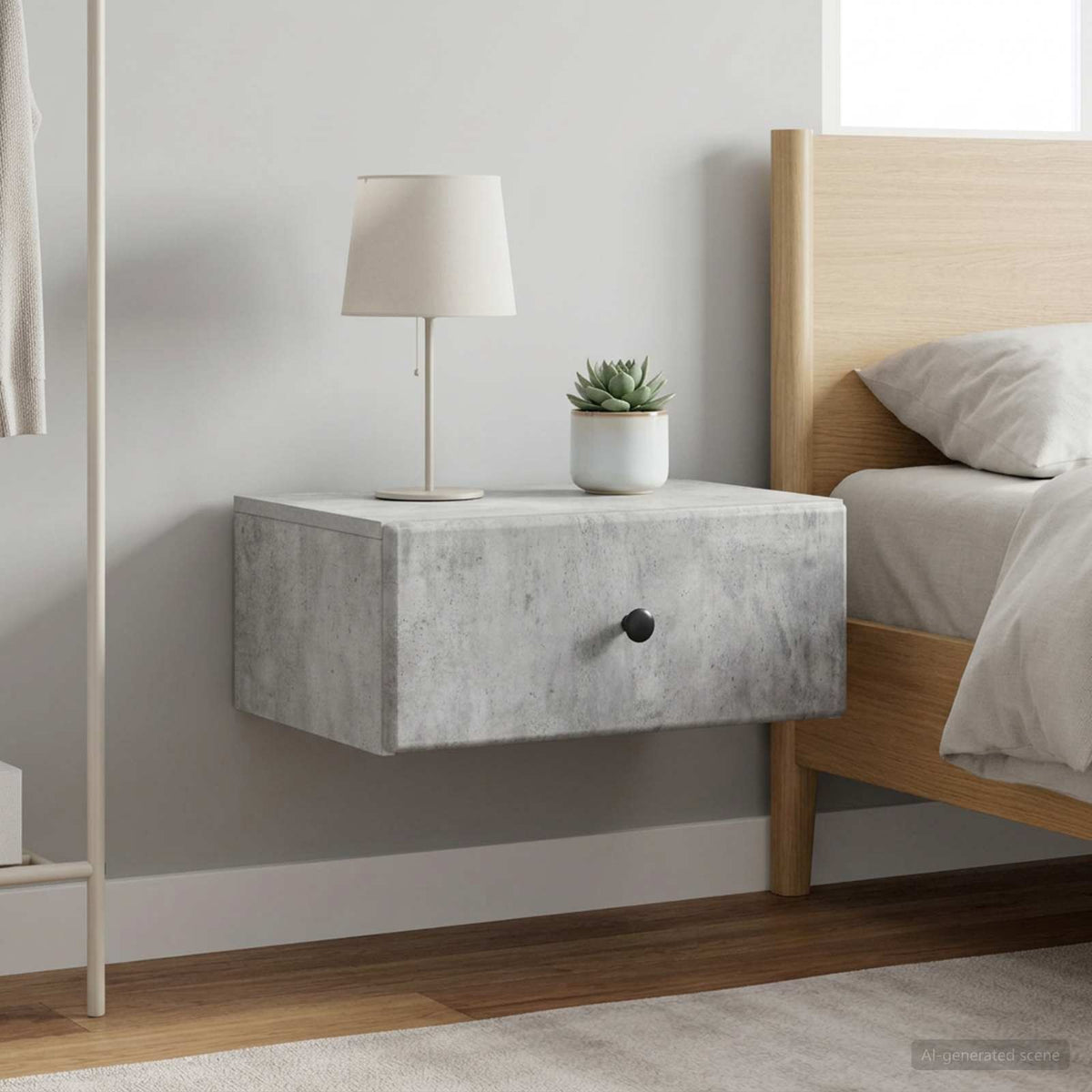 Wandbeugel Bedkast met lade 2 pcs Betongrijs 49 x 34,5 x 20 cm is nu te koop bij PeponiXL, paradijselijk wonen!