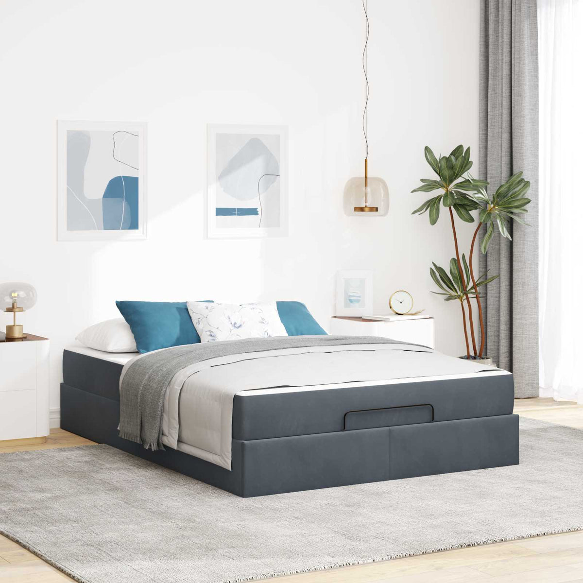 Bedframe met matras 2 pcs Dim Grijs Fluweel is nu te koop bij PeponiXL, paradijselijk wonen!
