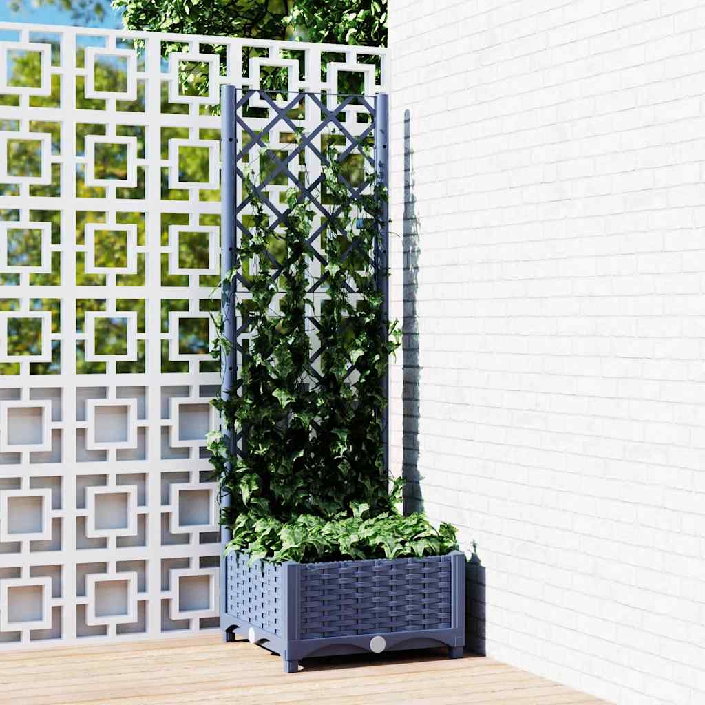 Plantenbak met trellis blauwgrijs 40x40x121,5 cm PP is nu te koop bij PeponiXL, paradijselijk wonen!
