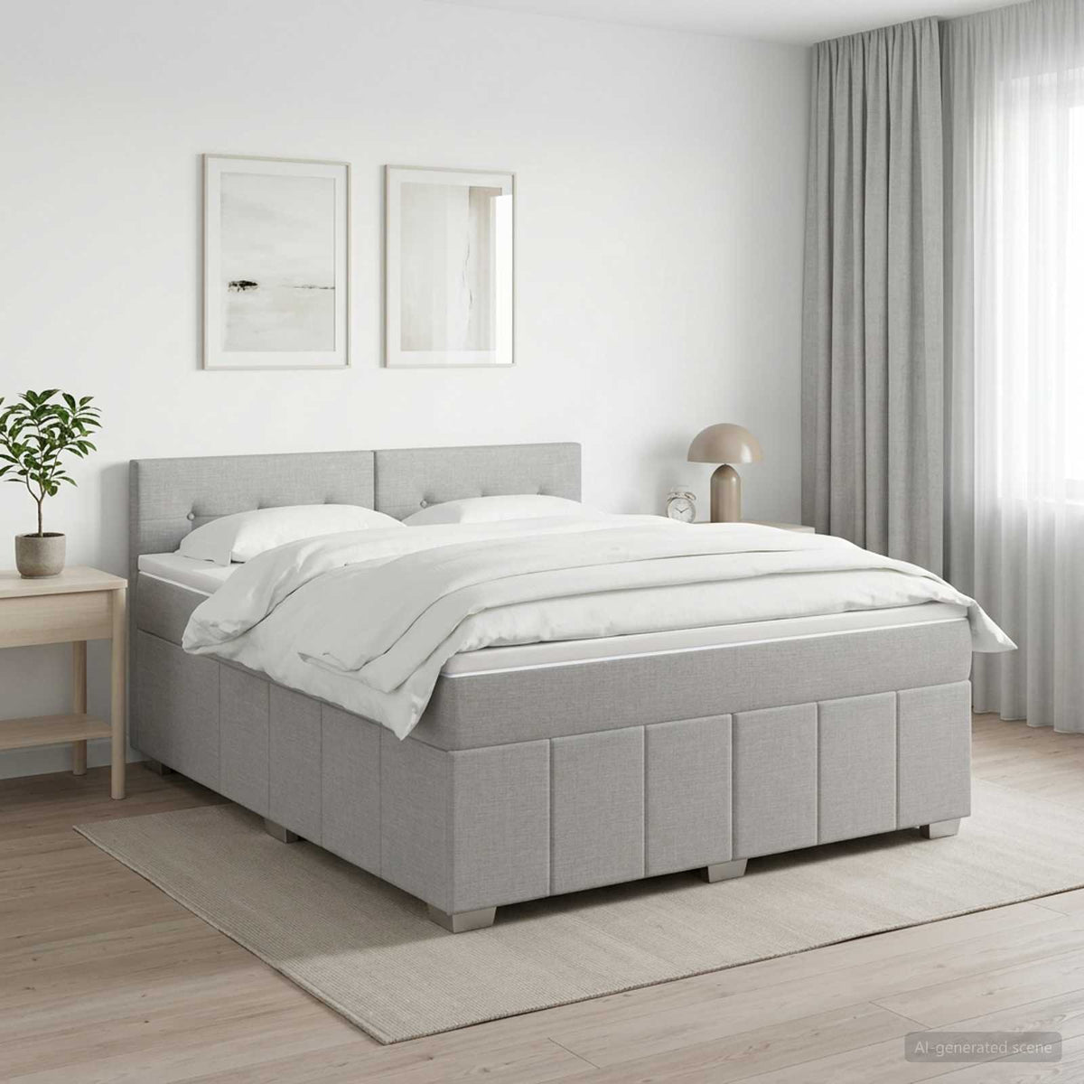 Boxspringbed met matras Lichtgrijs 160 x 200 cm Stof is nu te koop bij PeponiXL, paradijselijk wonen!