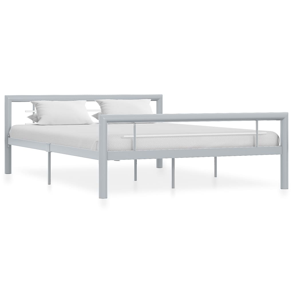 Bedframe metaal grijs en wit 160x200 cm is nu te koop bij PeponiXL, paradijselijk wonen!