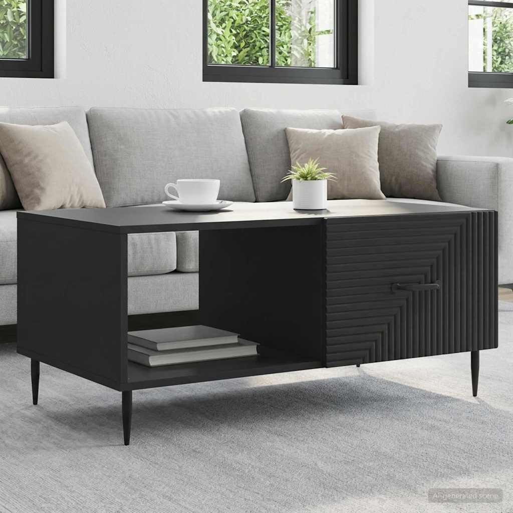 Salontafel Zwart 90 x 50 x 40 cm Bewerkt hout is nu te koop bij PeponiXL, paradijselijk wonen!