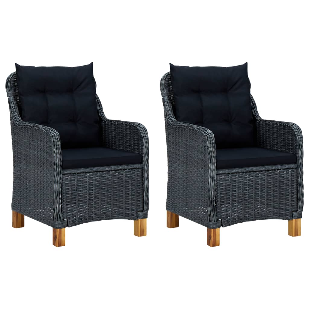 Tuinstoelen 2 st met kussens poly rattan donkergrijs is nu te koop bij PeponiXL, paradijselijk wonen!