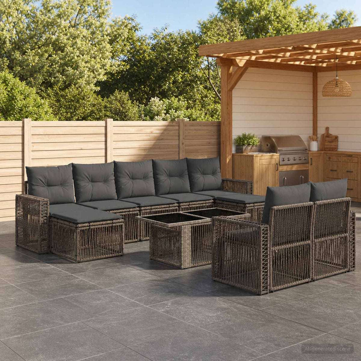Tuinbankenset 10 st Grijs en Donkergrijs poly rattan is nu te koop bij PeponiXL, paradijselijk wonen!