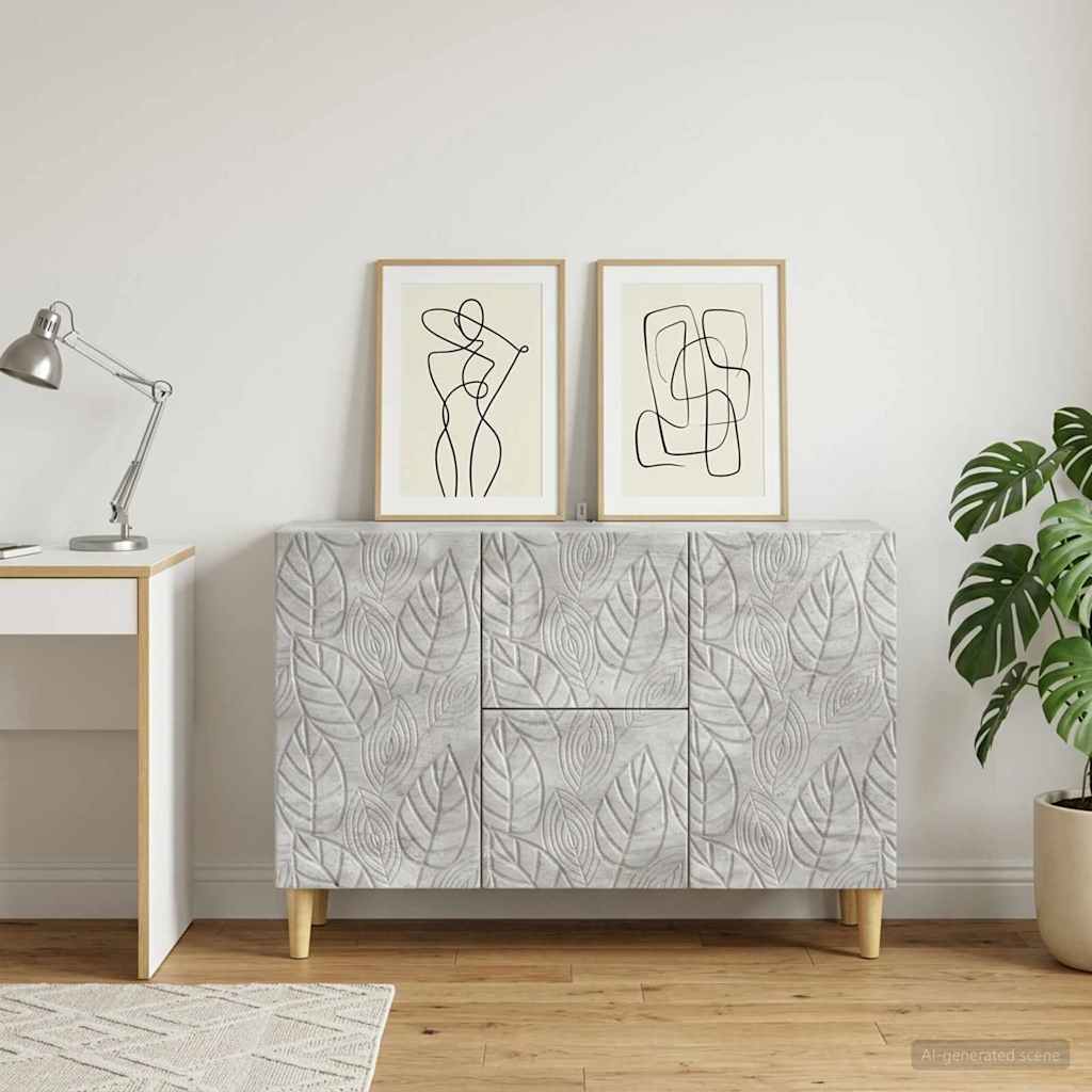 Dressoir Betongrijs 89 x 34,5 x 60 cm Bewerkt hout is nu te koop bij PeponiXL, paradijselijk wonen!