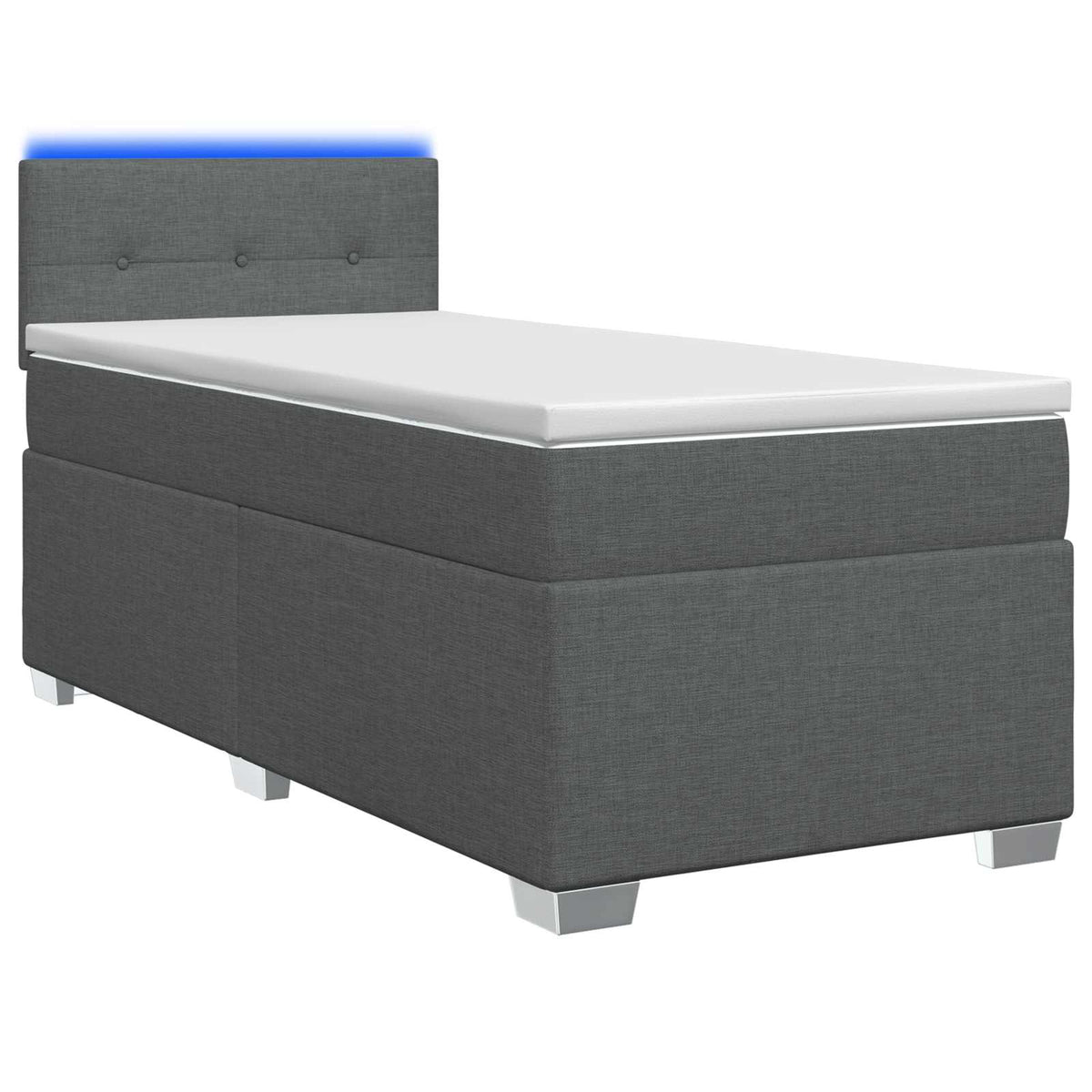 Boxspring Bed met Matras en LED Donkergrijs Enkel Stof is nu te koop bij PeponiXL, paradijselijk wonen!