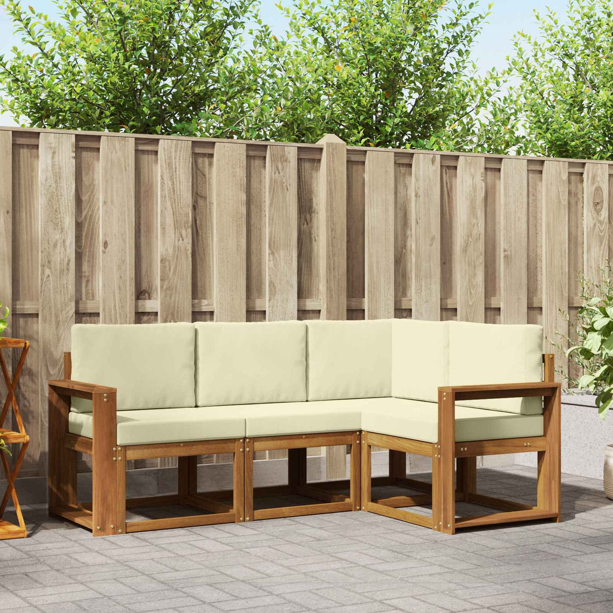 Buiten bankenset met kussen 4 pcs Natuurlijk en Crème is nu te koop bij PeponiXL, paradijselijk wonen!