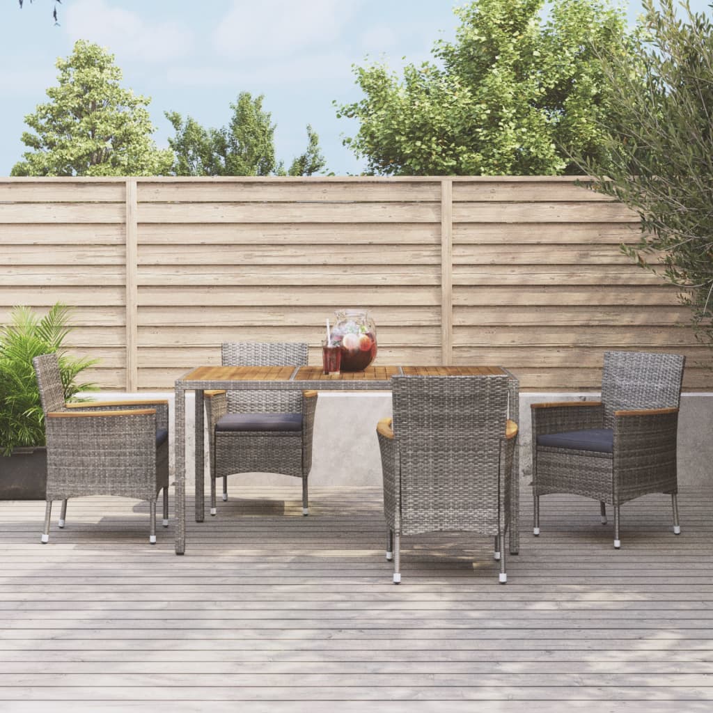 5-delige Tuinset met kussens poly rattan grijs is nu te koop bij PeponiXL, paradijselijk wonen!