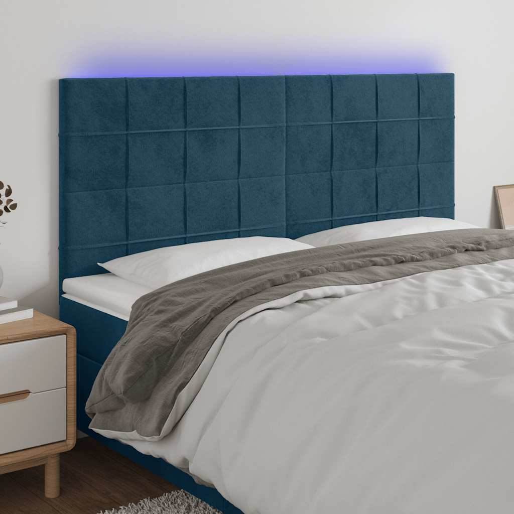Hoofdbord LED 180x5x118/128 cm fluweel donkerblauw is nu te koop bij PeponiXL, paradijselijk wonen!