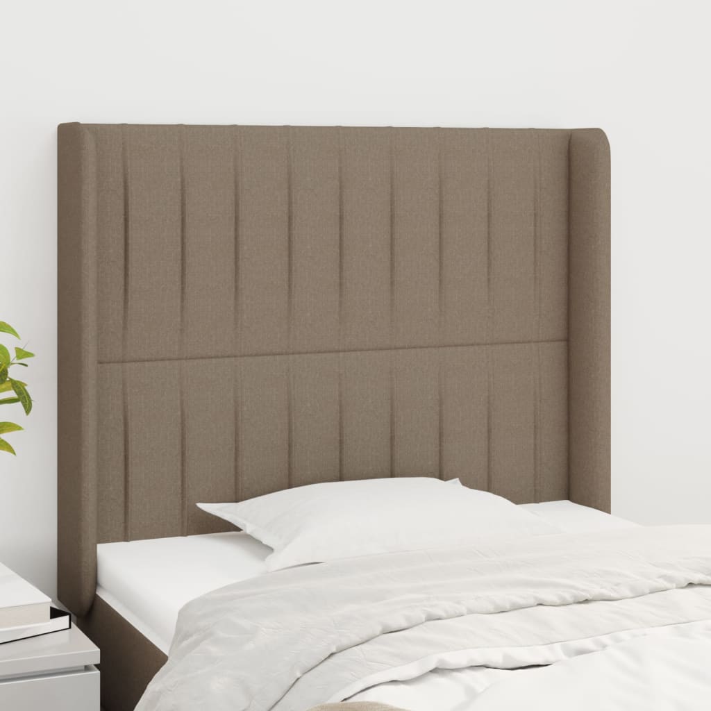 Hoofdbord met randen 103x16x118/128 cm stof taupe is nu te koop bij PeponiXL, paradijselijk wonen!