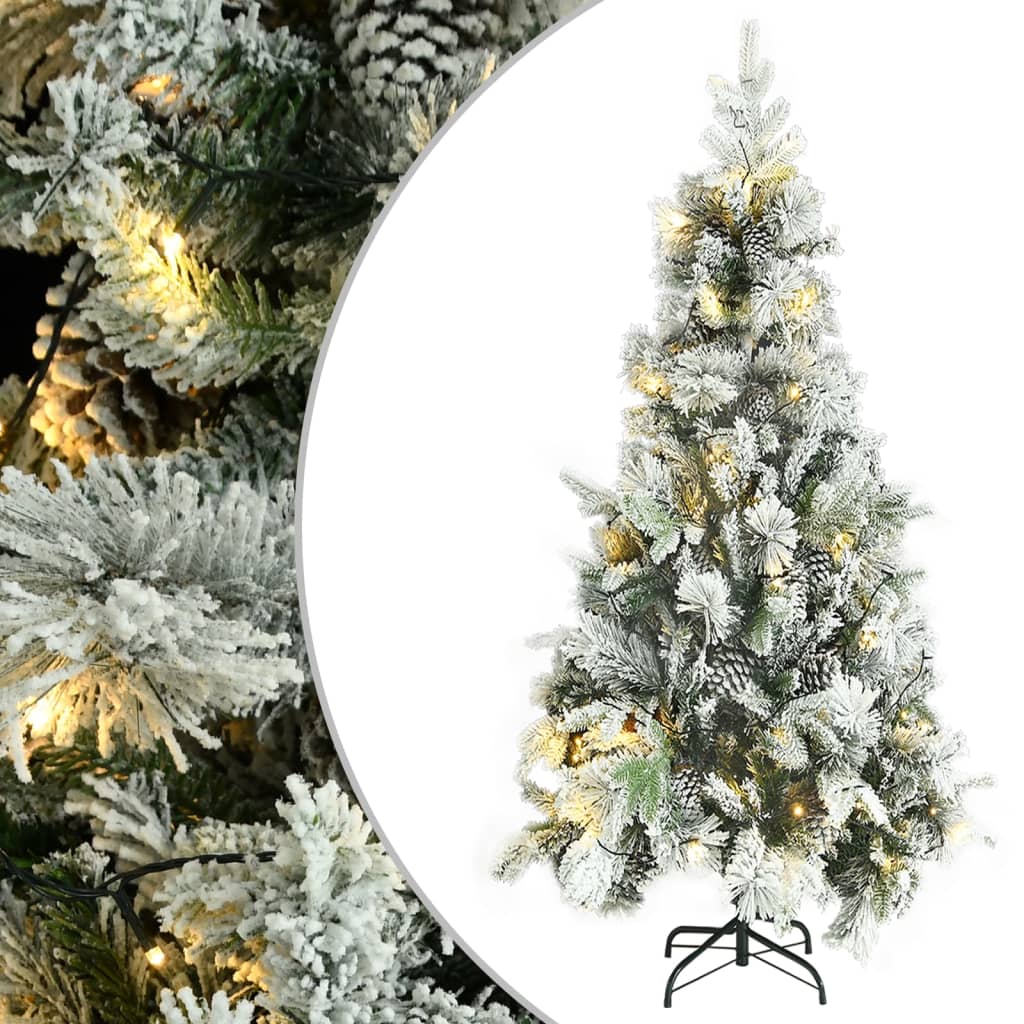 Kerstboom met LED en dennenappels en sneeuw 225 cm PVC en PE is nu te koop bij PeponiXL, paradijselijk wonen!