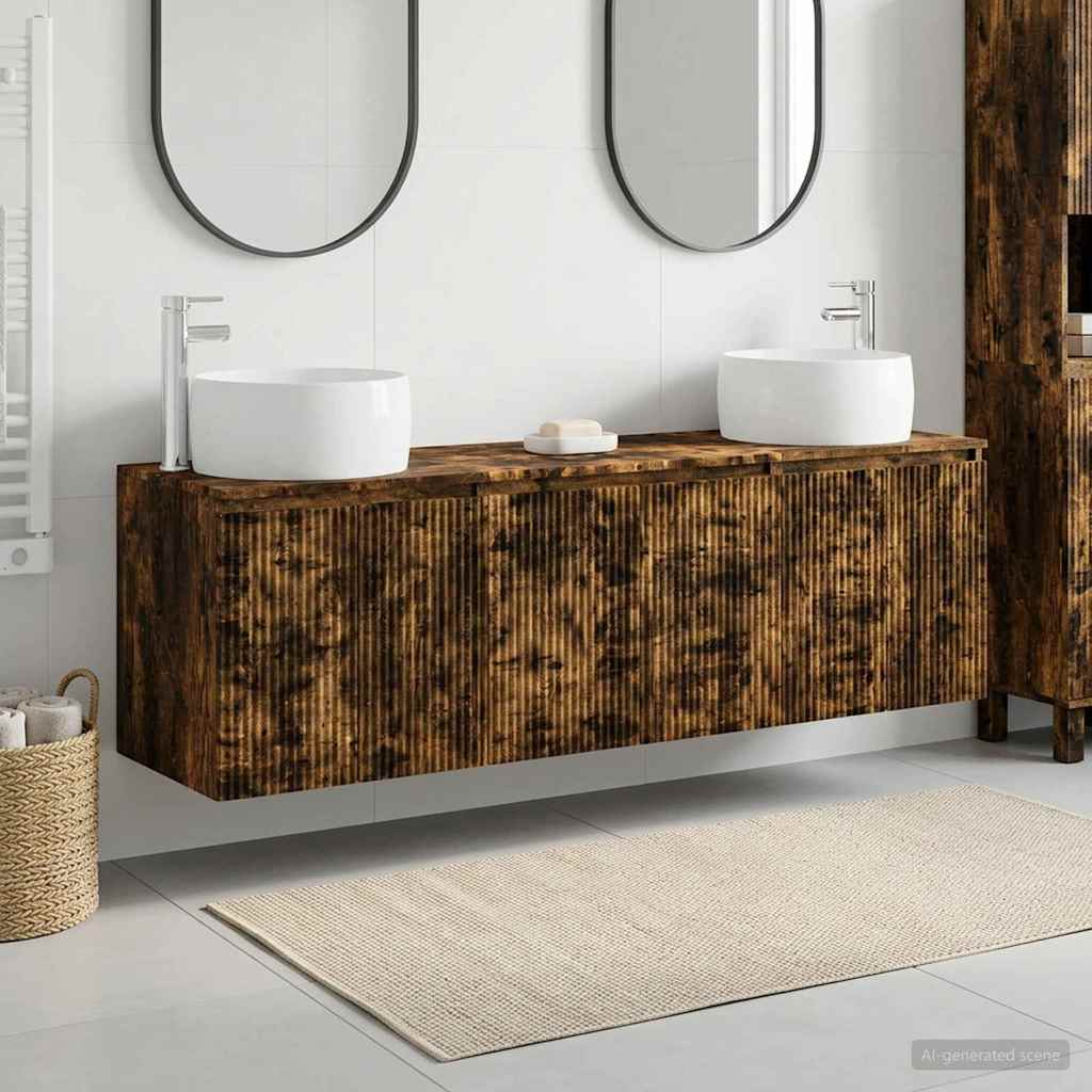 Badkamerkastenset 3 st Gerookt eiken 49,5 x 44,5 x 66 cm is nu te koop bij PeponiXL, paradijselijk wonen!