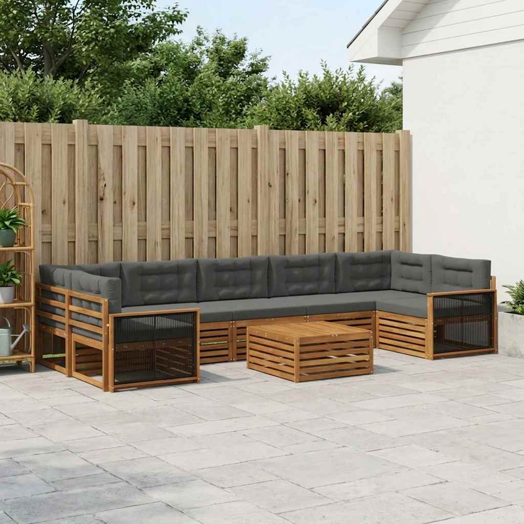Buiten bankenset met kussen 8 pcs Natuurlijk en Antraciet is nu te koop bij PeponiXL, paradijselijk wonen!