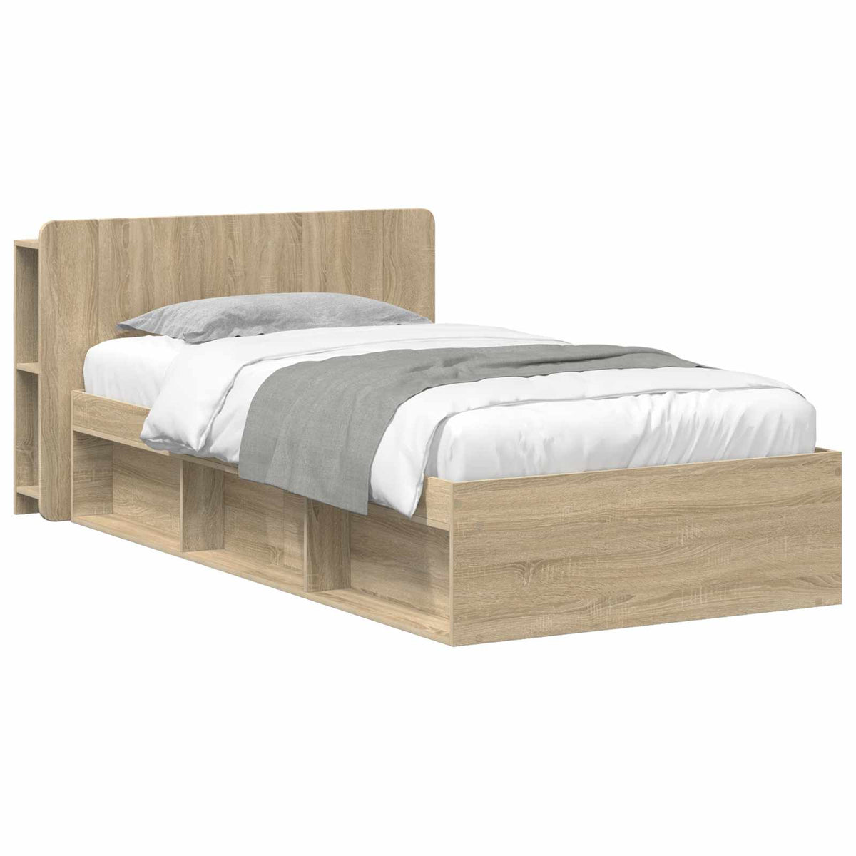 Bedframe met opslag Sonoma Eiken 80 x 200 cm Bewerkt hout is nu te koop bij PeponiXL, paradijselijk wonen!