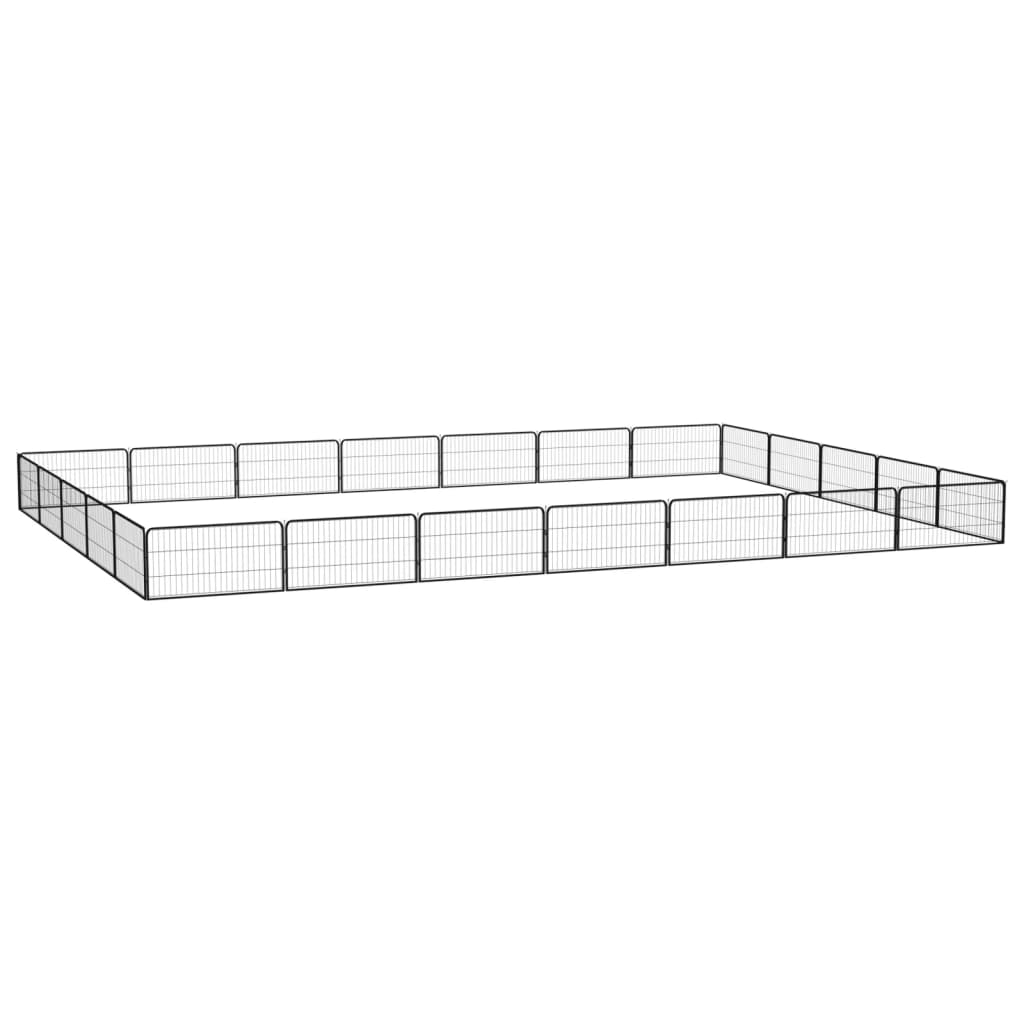 Hondenkennel 24 panelen 100x50 cm gepoedercoat staal zwart is nu te koop bij PeponiXL, paradijselijk wonen!