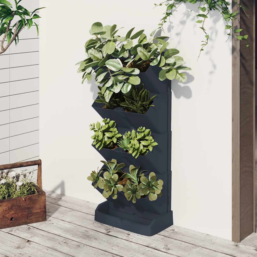 Plantenbakkenset 4 st verticaal polypropeen antracietkleur is nu te koop bij PeponiXL, paradijselijk wonen!