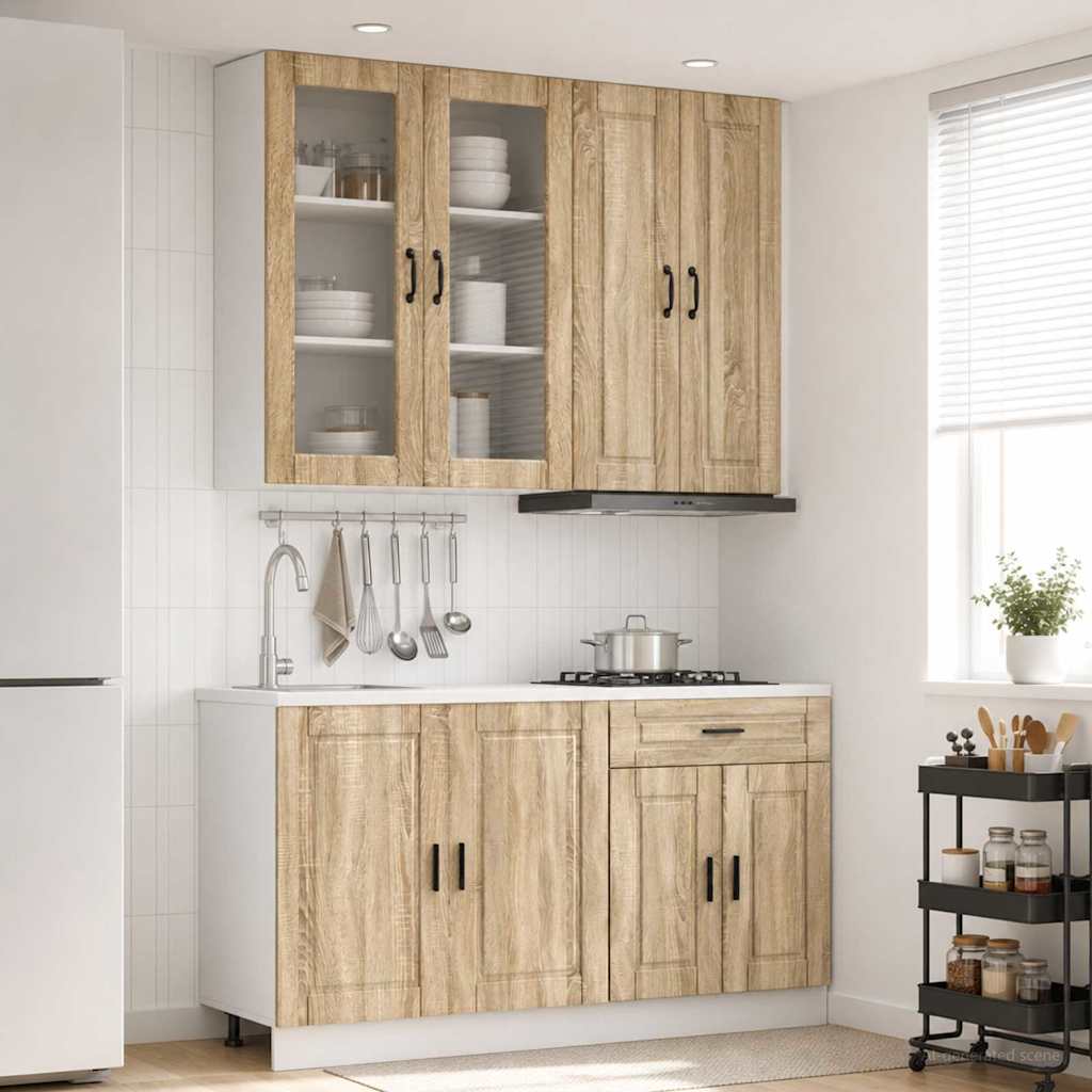 Keukenblok PORTO 4 pcs Sonoma Eiken Bewerkt hout is nu te koop bij PeponiXL, paradijselijk wonen!