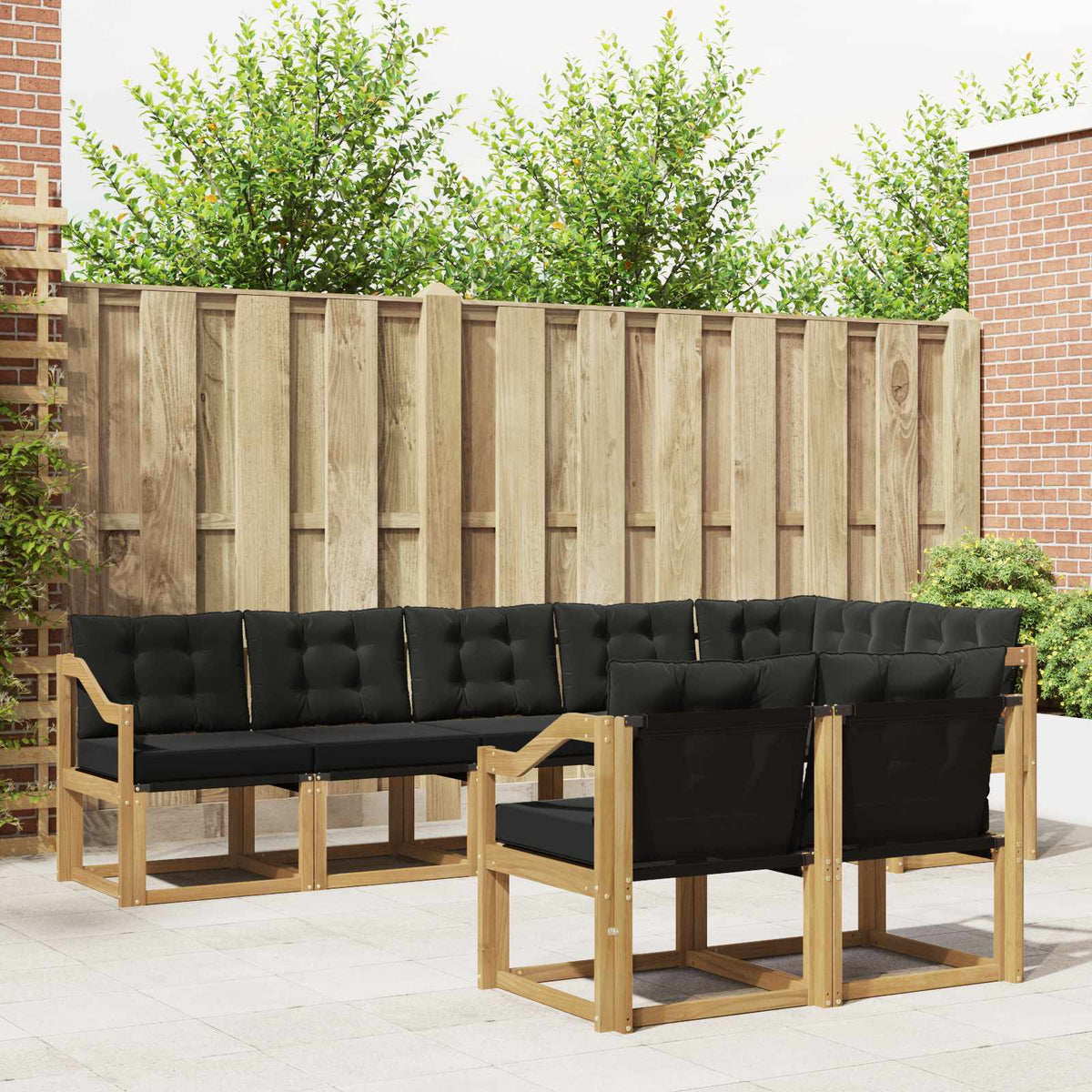 Buiten bankenset met kussen 8 pcs Wit en zwart is nu te koop bij PeponiXL, paradijselijk wonen!