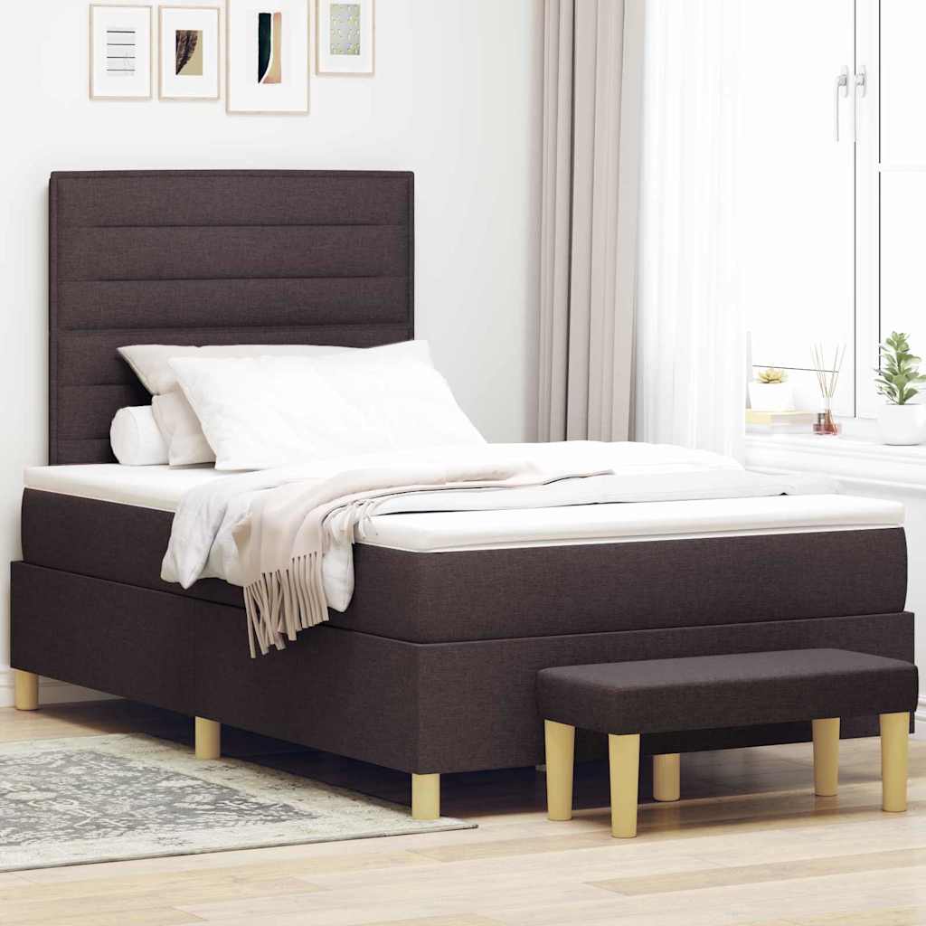 Boxspring bed met hoofdeinde Donkerbruin 190 x 120 cm Stof is nu te koop bij PeponiXL, paradijselijk wonen!