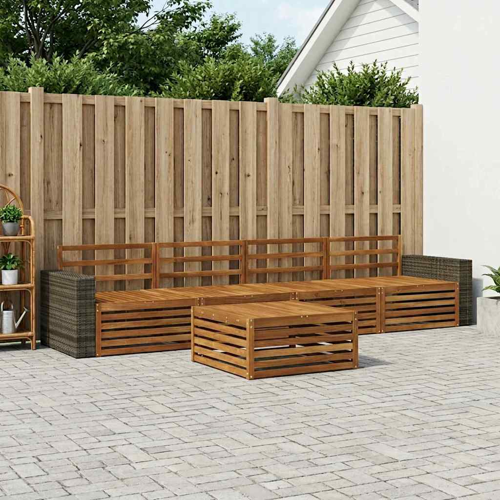 Buiten bankenset 5 pcs Naturel Massief Acaciahout is nu te koop bij PeponiXL, paradijselijk wonen!