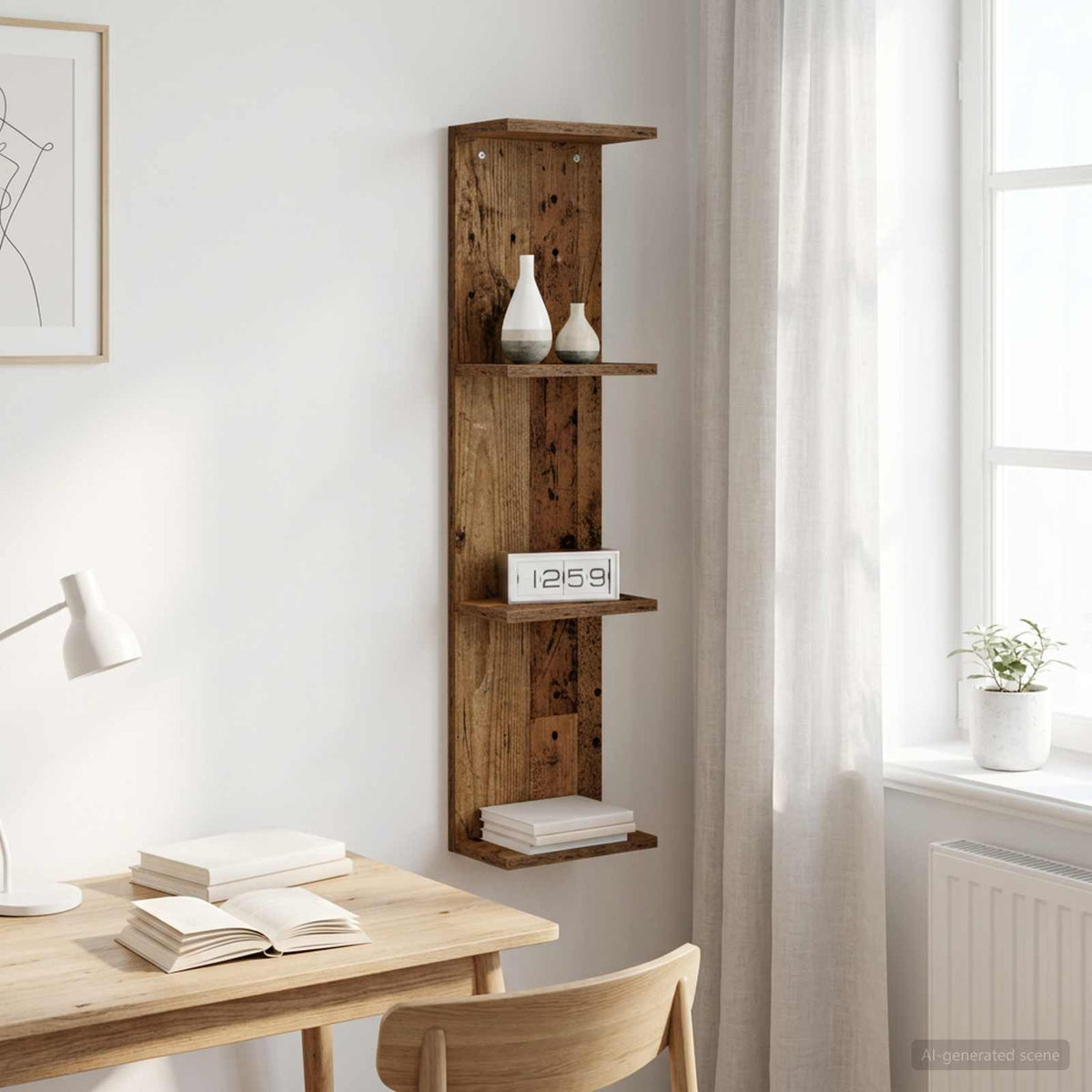 Wandplank Oud hout 22 x 15 x 100 cm Bewerkt hout is nu te koop bij PeponiXL, paradijselijk wonen!