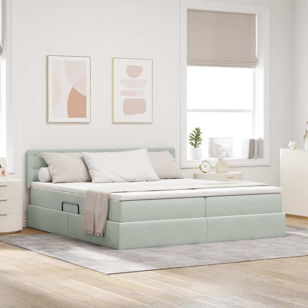 Opslag bed met matras met hoofdeinde Lichtgrijs 100 x 200 cm is nu te koop bij PeponiXL, paradijselijk wonen!