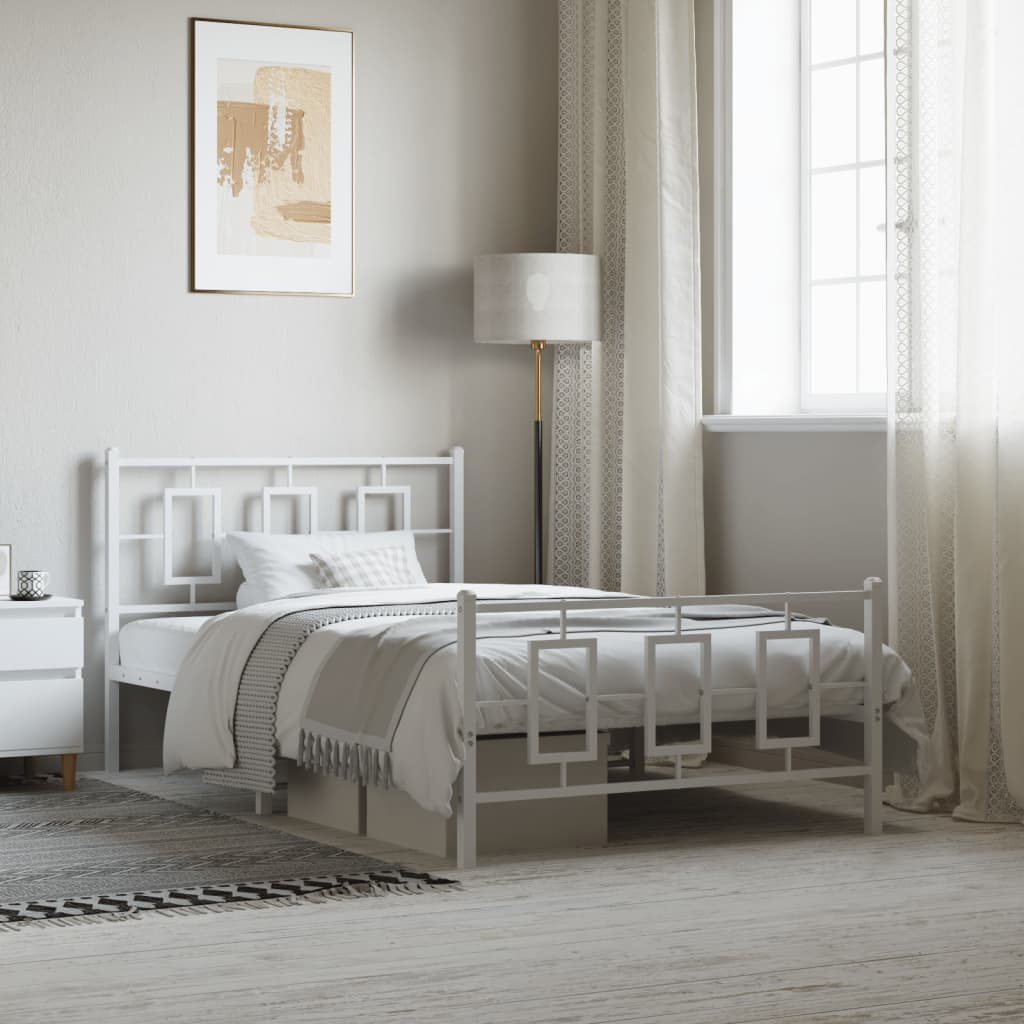 Bedframe met hoofd- en voeteneinde metaal wit 107x203 cm is nu te koop bij PeponiXL, paradijselijk wonen!