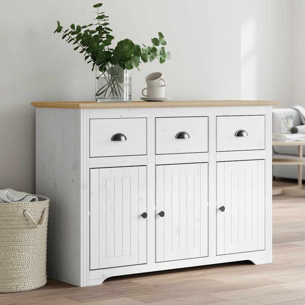 Dressoir BODO 115,5x44x80 cm massief grenenhout wit en bruin is nu te koop bij PeponiXL, paradijselijk wonen!
