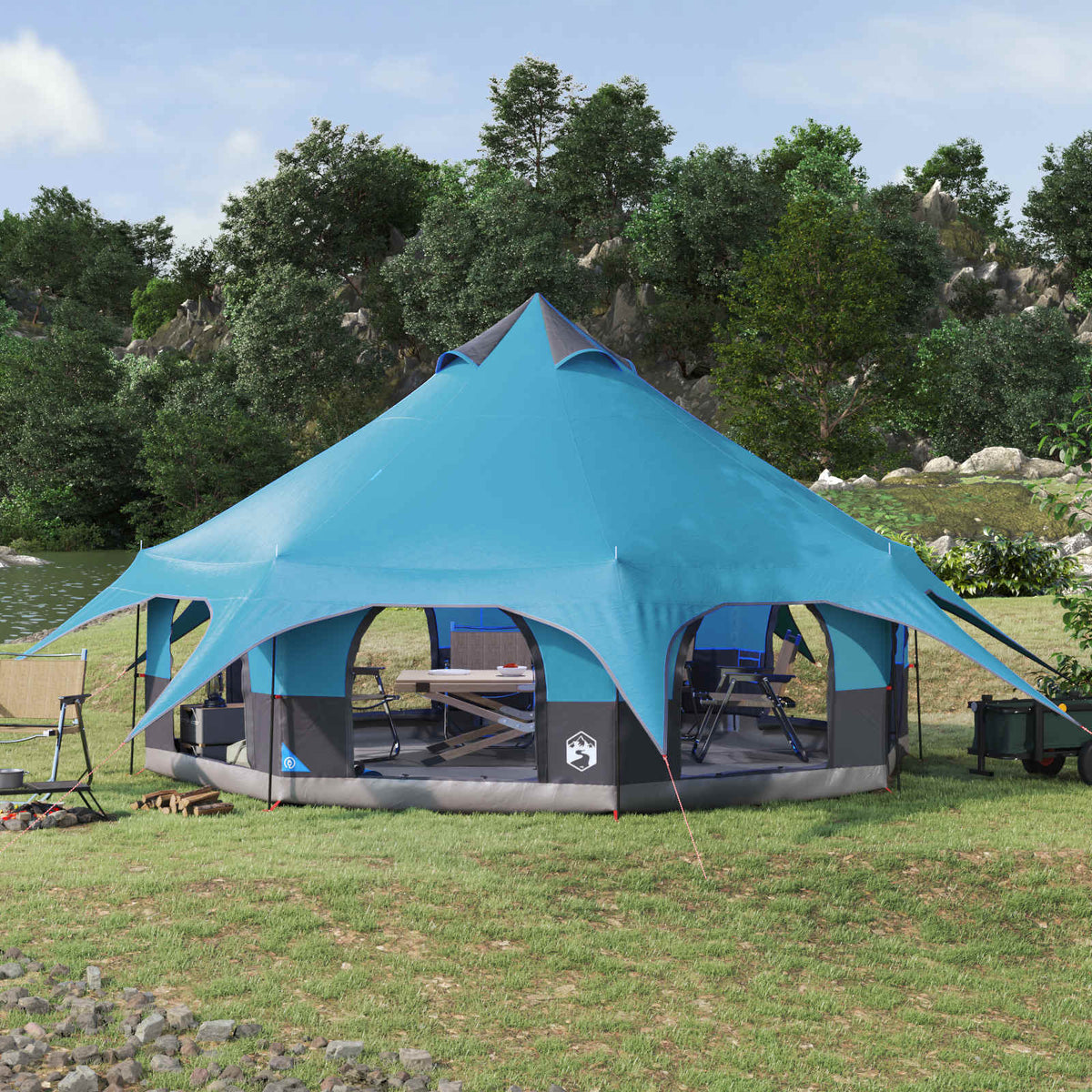 Gezinstent Blauw 10-persoons 185T Polyester met PU Coating is nu te koop bij PeponiXL, paradijselijk wonen!