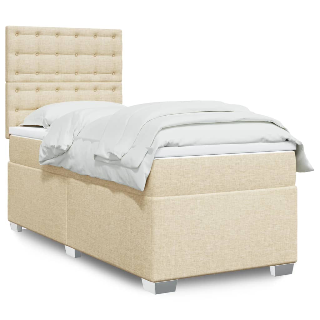 Boxspring met matras stof crèmekleurig 90x190 cm is nu te koop bij PeponiXL, paradijselijk wonen!