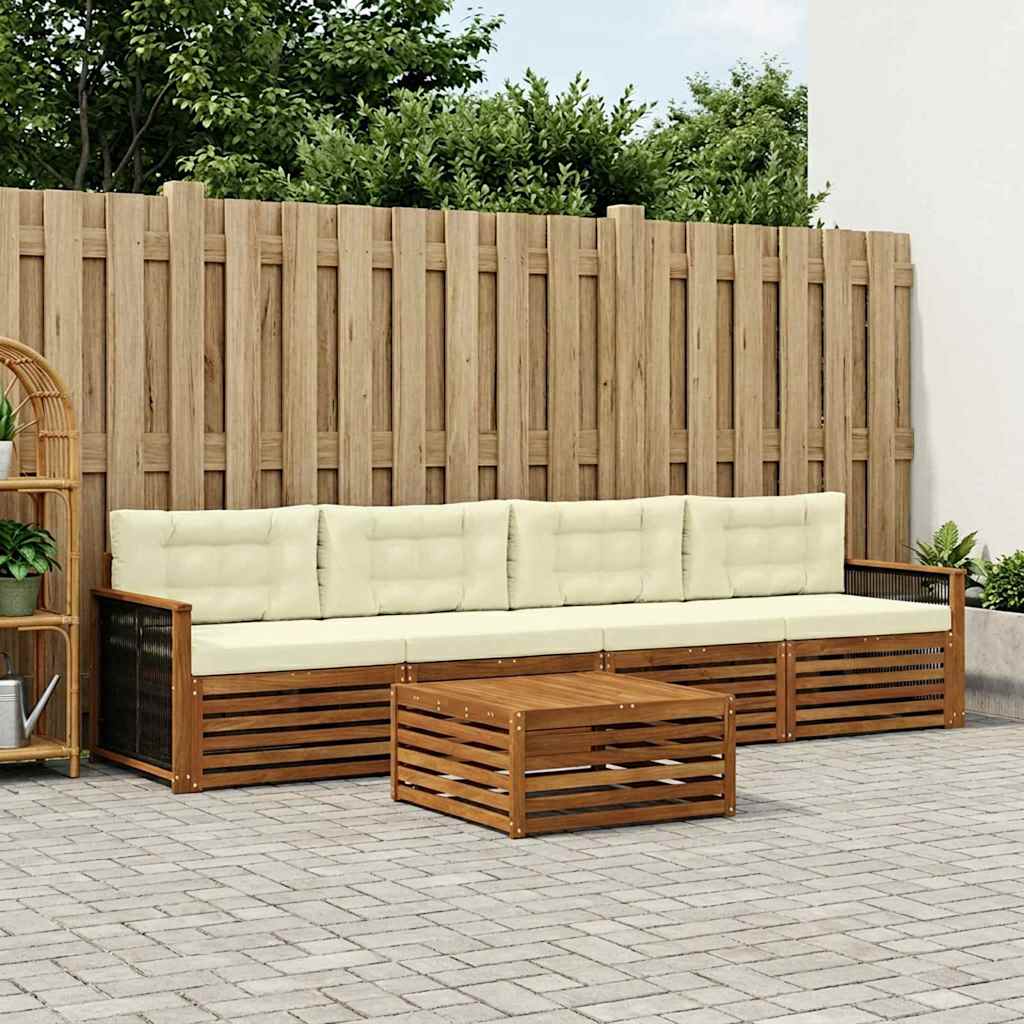 Buiten bankenset met kussen 5 pcs Natuurlijk en Crème is nu te koop bij PeponiXL, paradijselijk wonen!