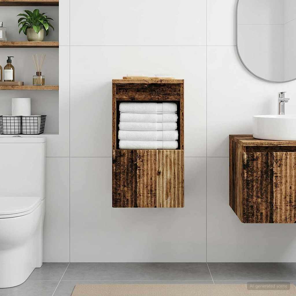Badkamerkast Oud hout 30 x 44,5 x 50 cm Bewerkt hout is nu te koop bij PeponiXL, paradijselijk wonen!