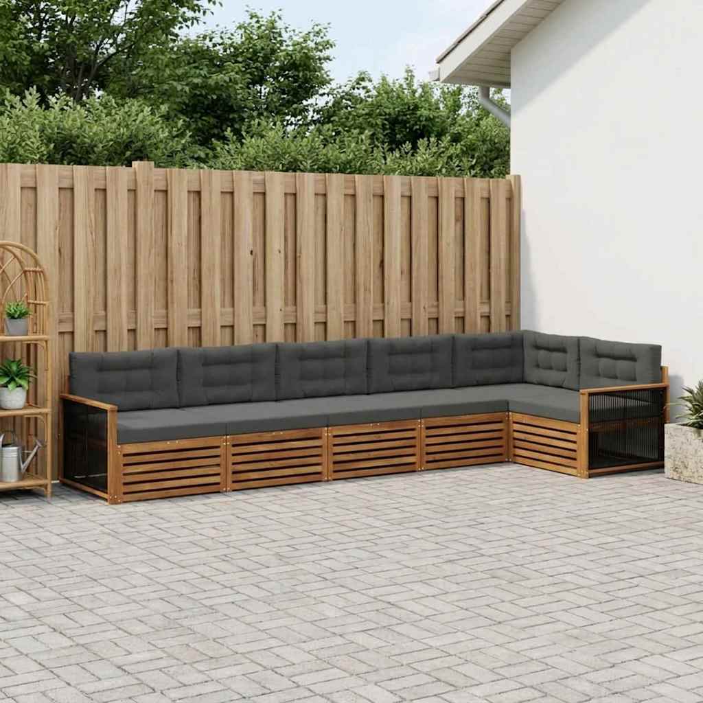 Buiten bankenset met kussen 6 pcs Natuurlijk en Antraciet is nu te koop bij PeponiXL, paradijselijk wonen!