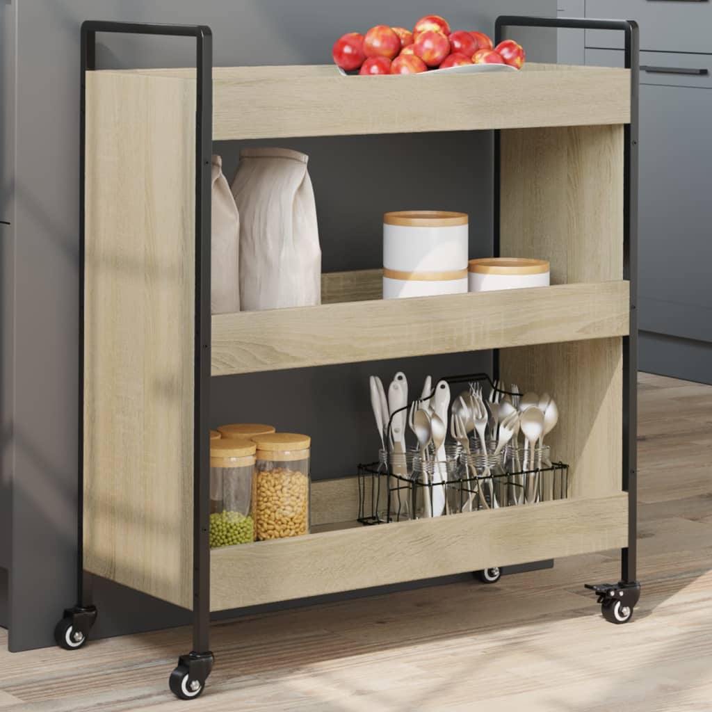 Keukentrolley 70x30x82 cm bewerkt hout sonoma eikenkleurig is nu te koop bij PeponiXL, paradijselijk wonen!