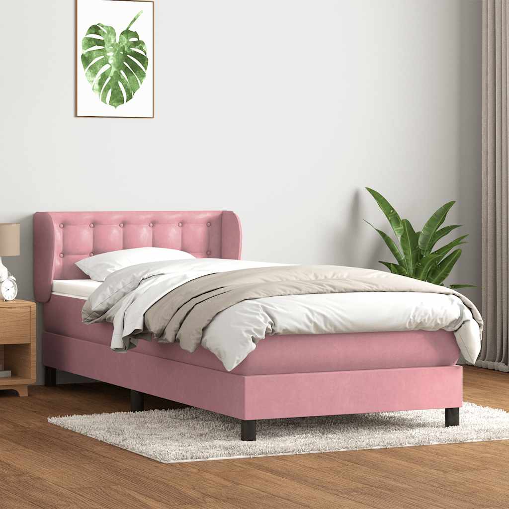 Boxspring met matras fluweel roze 90x210 cm is nu te koop bij PeponiXL, paradijselijk wonen!