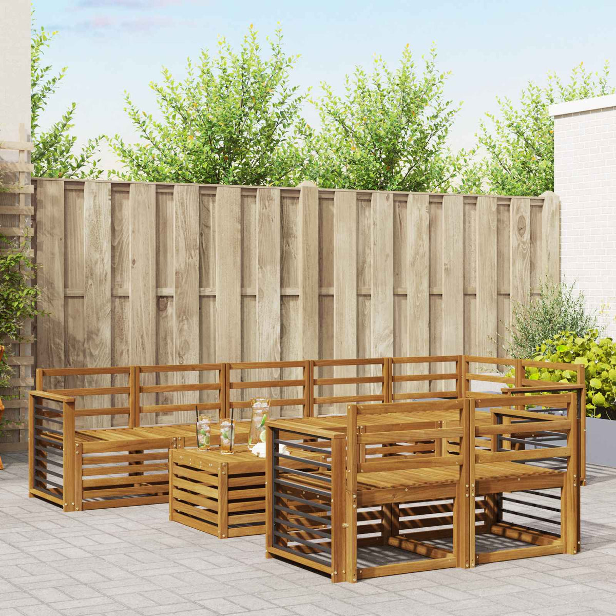 Sofa-Sets 9 pcs Naturel Massief Acaciahout is nu te koop bij PeponiXL, paradijselijk wonen!