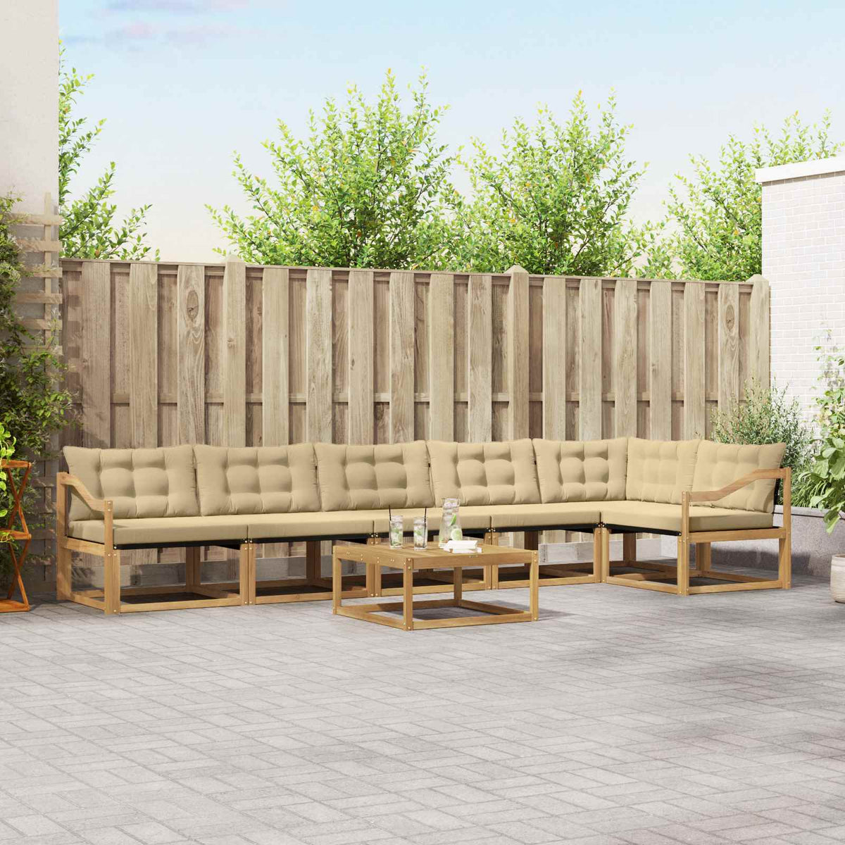 Buiten bankenset 7 pcs Wit en Beige 79 x 79 x 37 cm is nu te koop bij PeponiXL, paradijselijk wonen!