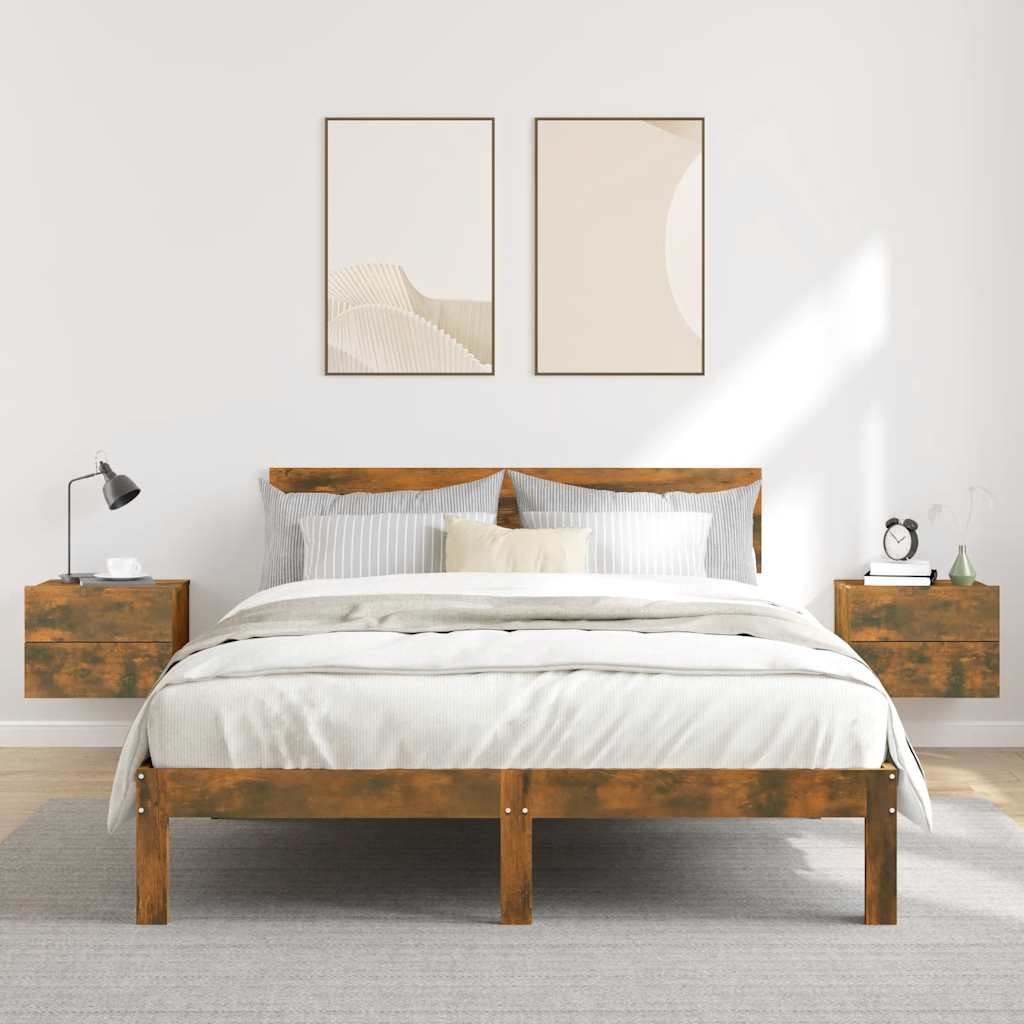 Nachtkastjes 2 st 40x30x30 cm bewerkt hout gerookt eikenkleurig is nu te koop bij PeponiXL, paradijselijk wonen!