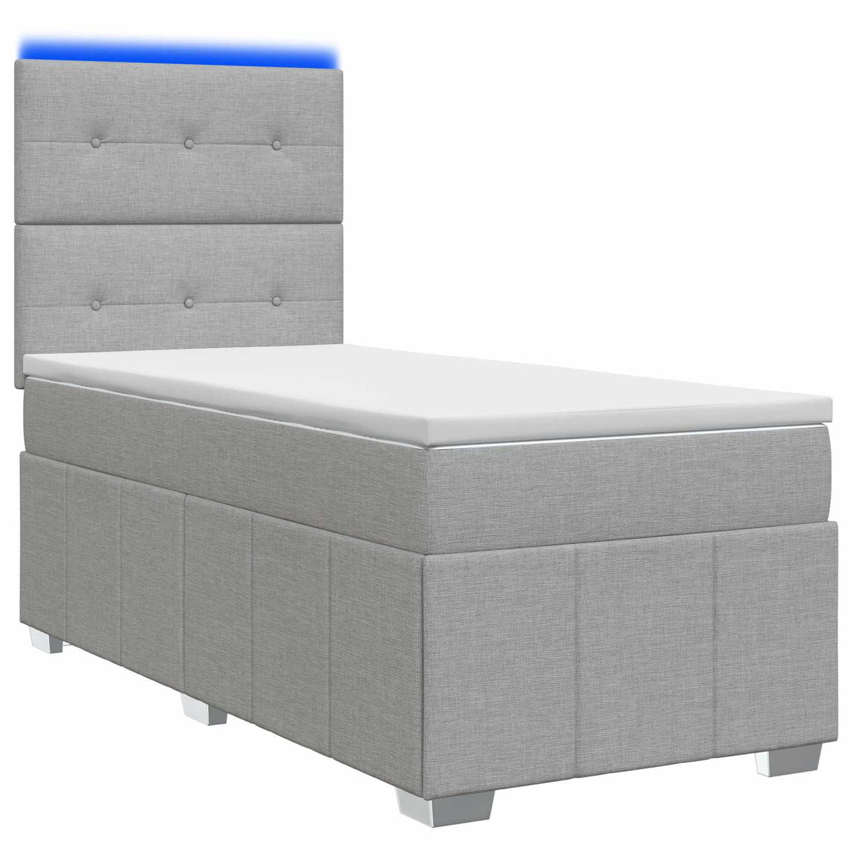 LED Boxspring Bed met Matras Lichtgrijs 90 x 200 cm Stof is nu te koop bij PeponiXL, paradijselijk wonen!