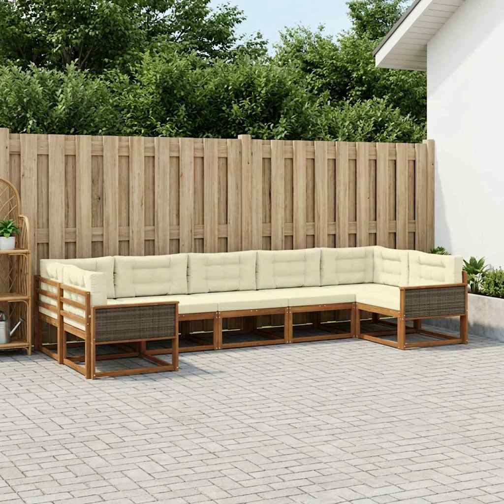 Buiten bankenset met kussen 7 pcs Natuurlijk en Crème is nu te koop bij PeponiXL, paradijselijk wonen!