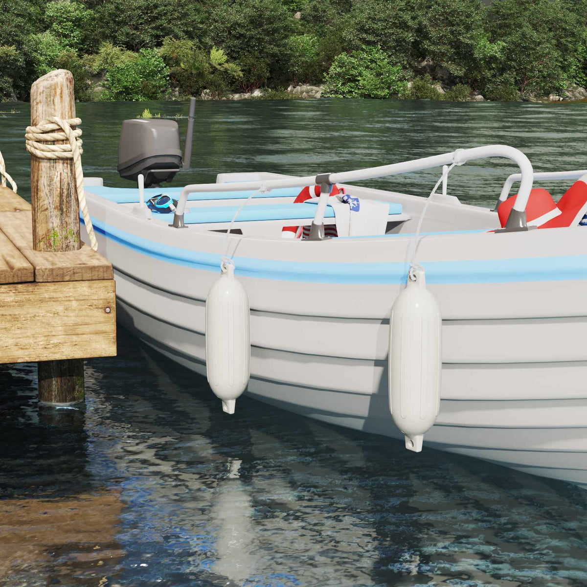 Boot fenders 2 st Ø 14 x 50 cm Wit PVC is nu te koop bij PeponiXL, paradijselijk wonen!